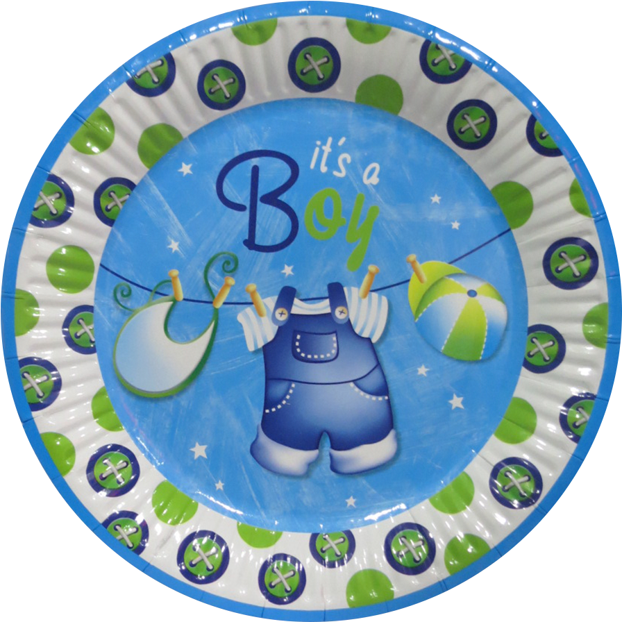 Imágenes Zoom - 23cm Blue Clothesline Baby Shower Party Plates, Pack (1181x1181)