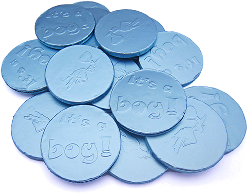 It's A Boy Foiled Milk Chocolate Coins - Dime (500x500)