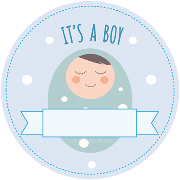 Cajita Con Asa Quotits A Boyquot - Circle (600x600)