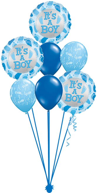 It's A Boy Bouquet - Loonballoon It's Its A Boy Feet Foot Blue (2) 18" Baby (342x659)