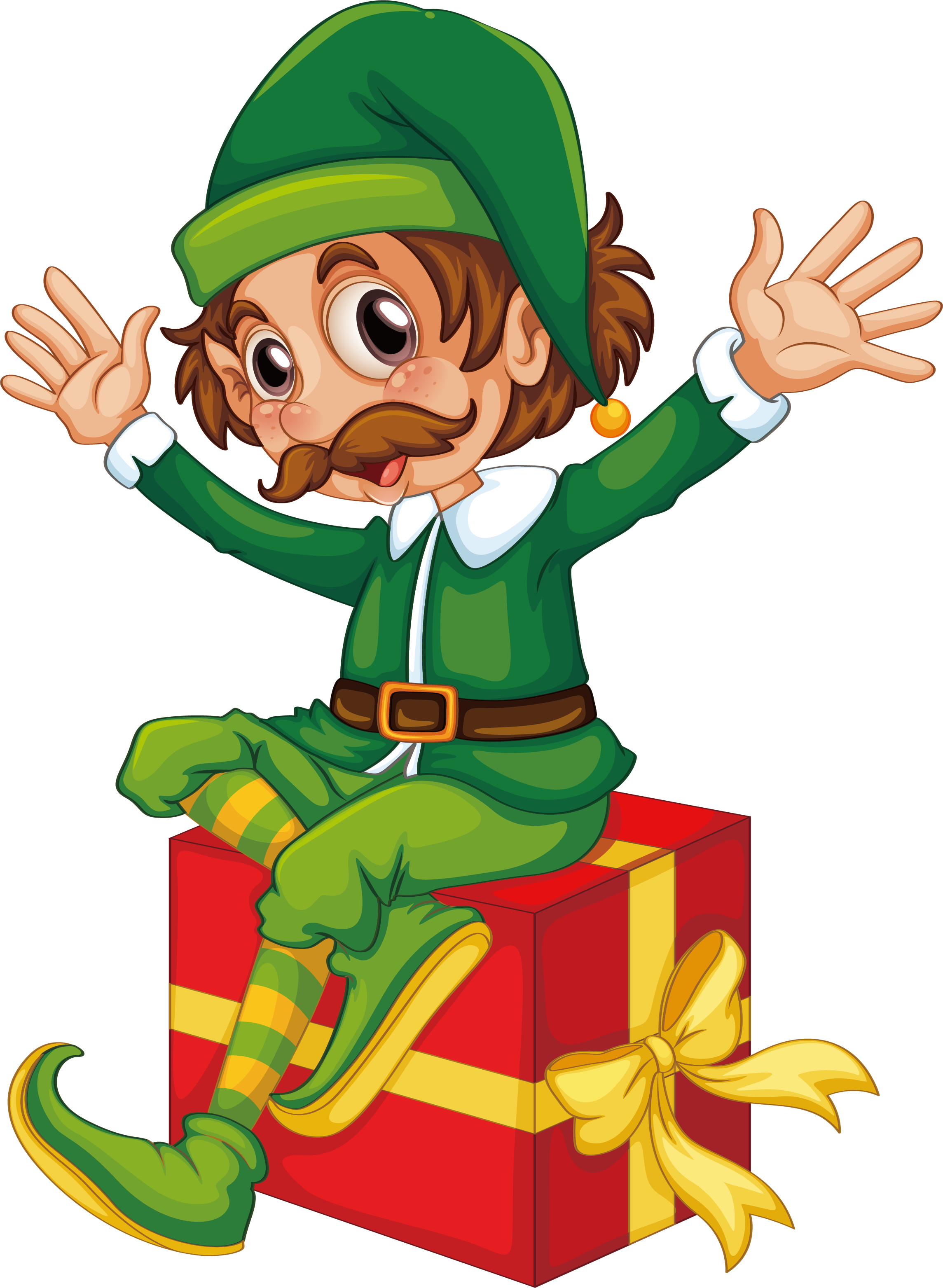 Christmas Elf Santa Claus Duende - Elf Sitting Png (2289x3127)