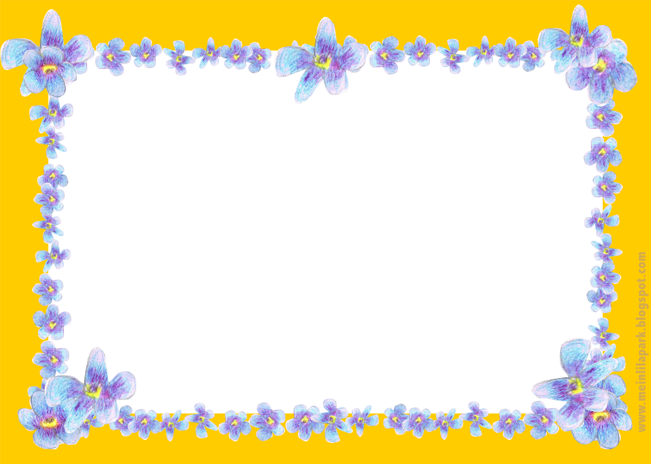 Free Digital Blue Flower Frame - Png Blue And Yellow Flower Frame (1269x905)