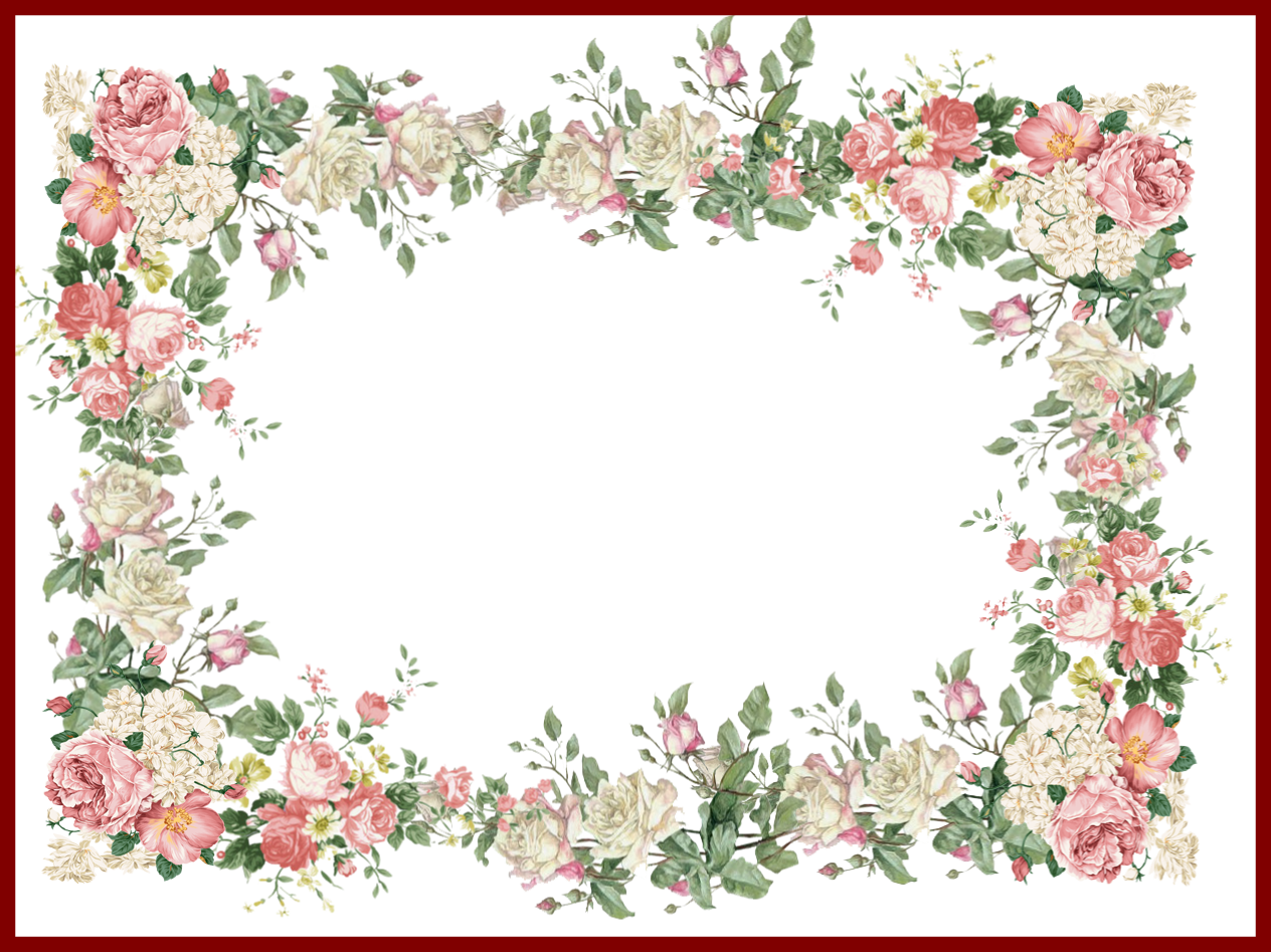 Red Rose Border Red Rose Border Corner Png The Best - Vintage Flower Frame (1264x947)