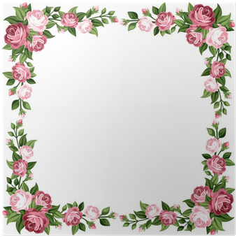 Poster Vintage Rahmen Mit Rosa Rosen - Creative Border Designs (400x400)