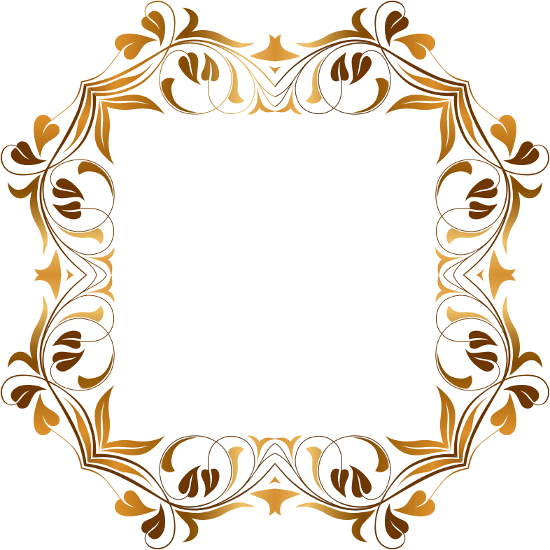Floral Flourish Frame - Gold Floral Frame Png (786x786)