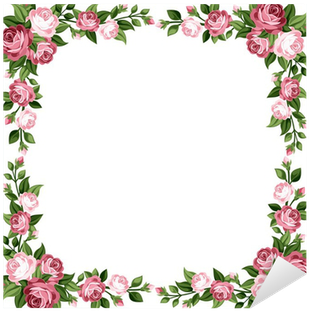 Aufkleber Vintage Rahmen Mit Rosa Rosen - Rosenranke Ecke (400x400)
