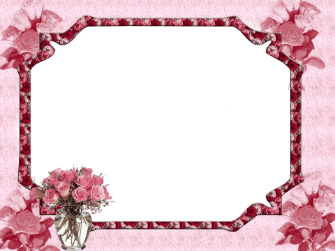 Eine Gemalte Komposition Aus Rosa Rosen Ziert Die Ecken - Рамка С Днем Матери (480x360)