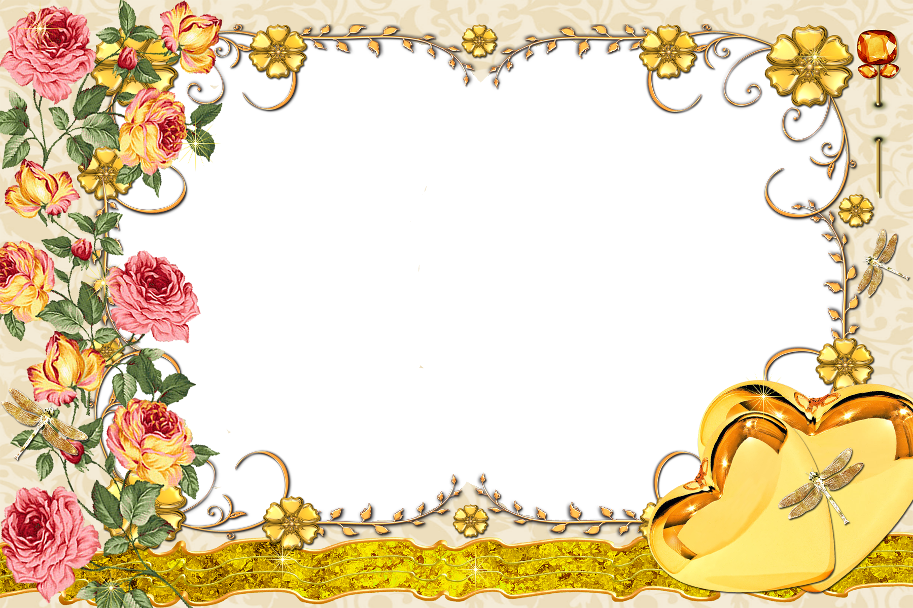 Large Transparent Gold Frame With Flowers Yopriceville - Select Image R=h:www.funnyphotoframes.com (1800x1200)