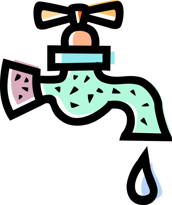 Vector Illustration Of Dripping Water Tap Sink Faucet - Faucets Clip Art (588x700)
