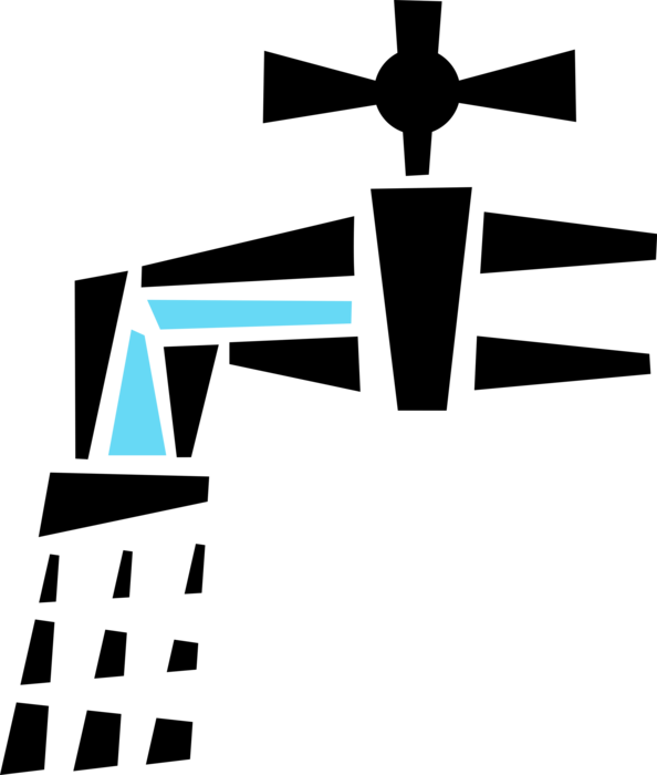 Vector Illustration Of Water Tap Sink Faucet Controlls - Cross (594x700)