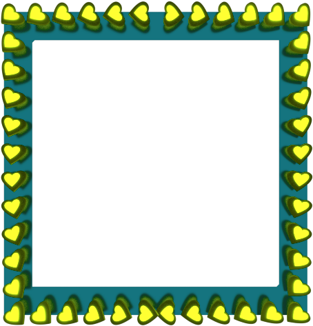 Yellow Love Hearts Reflection On Cyan Border - Yellow (480x480)
