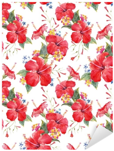 Watercolor Tropical Floral Vector Pattern Sticker • - Watercolor Painting (400x400)