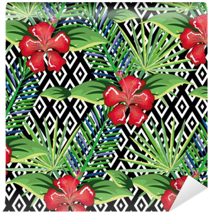 Tropical Flower With Abstract Background Vector Illustration - Tropical Background For Computer (400x400)