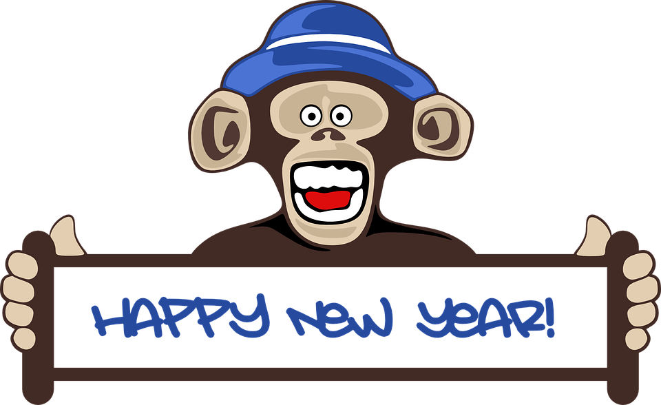 Hanging Monkey Clipart 24, Buy Clip Art - Funny Happy New Year 2018 (960x588)