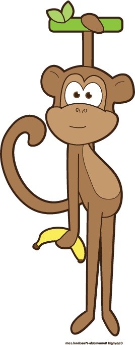 Upside Down Hanging Monkey - Cartoon (268x685)