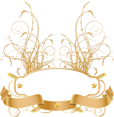 Banner - Gold - Psd - Gold Ribbon Banner Psd (392x400)