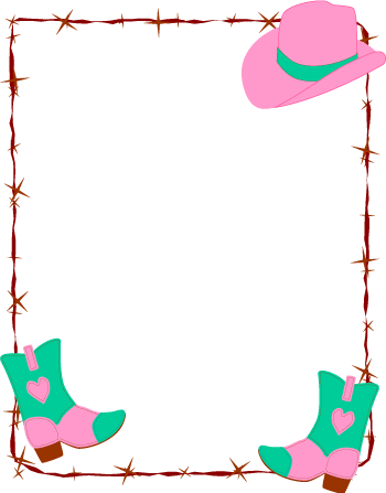 Pin Baby Girl Border Clipart - Cowgirl Border (350x447)