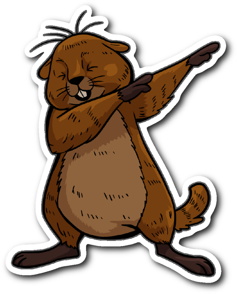 Groundhog Day Funny Dabbing Dance Groundhog Sticker - Cartoon (1024x1024)