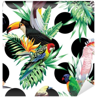 Tropical Birds And Palm Leaves Pattern Wall Mural • - Ideal Of Sweden Ideal Iphone 6/6s/7/8 Hard Shell Case (400x400)