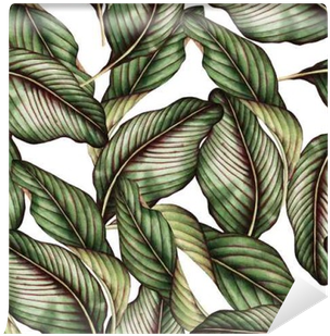 Seamless Floral Pattern With Tropical Leaves, Watercolor - Watercolor Painting (400x400)