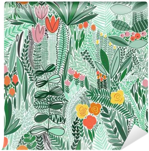 Tropical Seamless Floral Pattern Wall Mural • Pixers® - Obraz W Ramie Kwiaty Abstrakcja F1bab100x40-2944 (400x400)