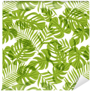 Vector Seamless Pattern With Green Palm Tree Leaves - Estampado De Hojas Verdes (400x400)