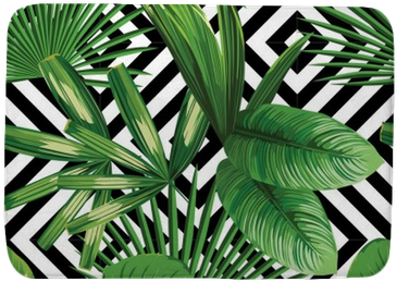 Tropical Palm Leaves Pattern, Geometric Background - Beautiful Image Of Print (400x400)