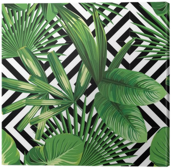 Tropical Palm Leaves Pattern, Geometric Background - Exotic Backgrounds (400x400)