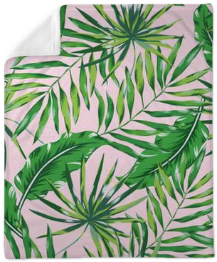 Green Palm Leaves On The Pink Background - Pink And Green Palms (400x400)