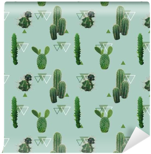 Geometric Cactus Plant Seamless Pattern - Cactus Geometric (400x400)
