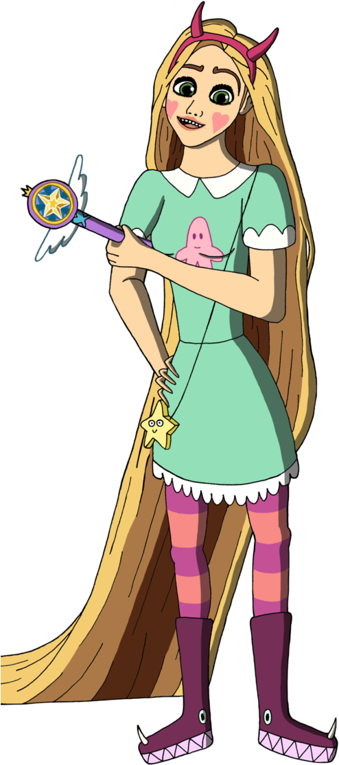 Rapunzel As Star Butterfly By Renthegodofhumor - Cartoon (628x1271)
