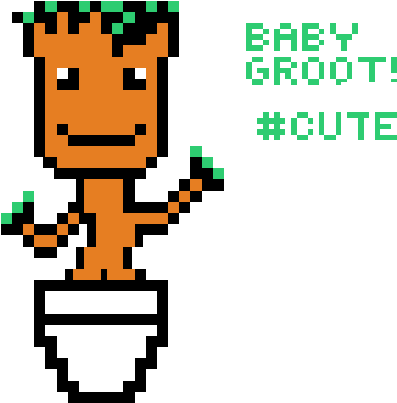 Baby Groot - We Are Groot 8-bit Round Coaster (1024x576)