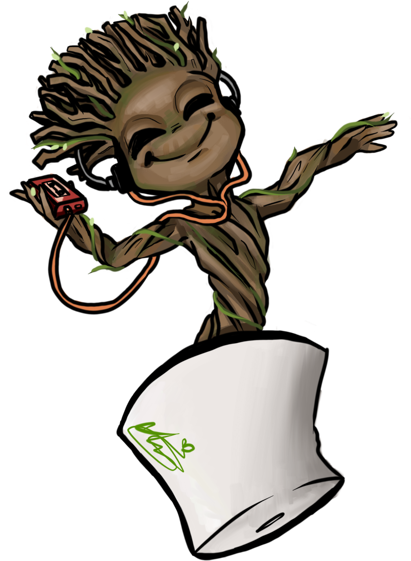 A Transparent Jammin Baby Groot For Your Blog - Cartoon (1280x1656)