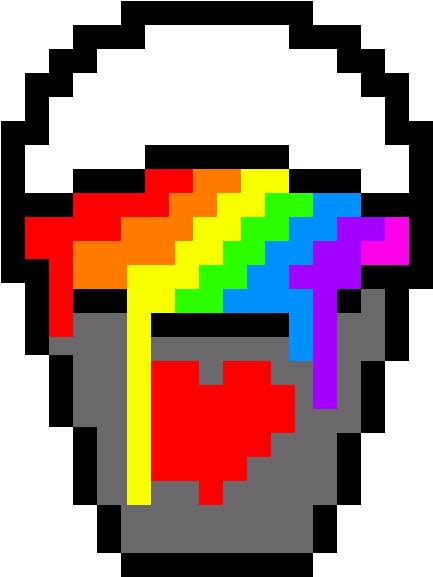 Pixel Art Rainbow Bucket (600x600)