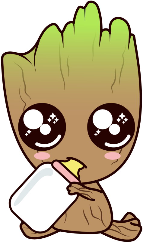 Pin Baby Groot Clip Art - Desenho Guardiões Da Galáxia Kawaii (474x800)
