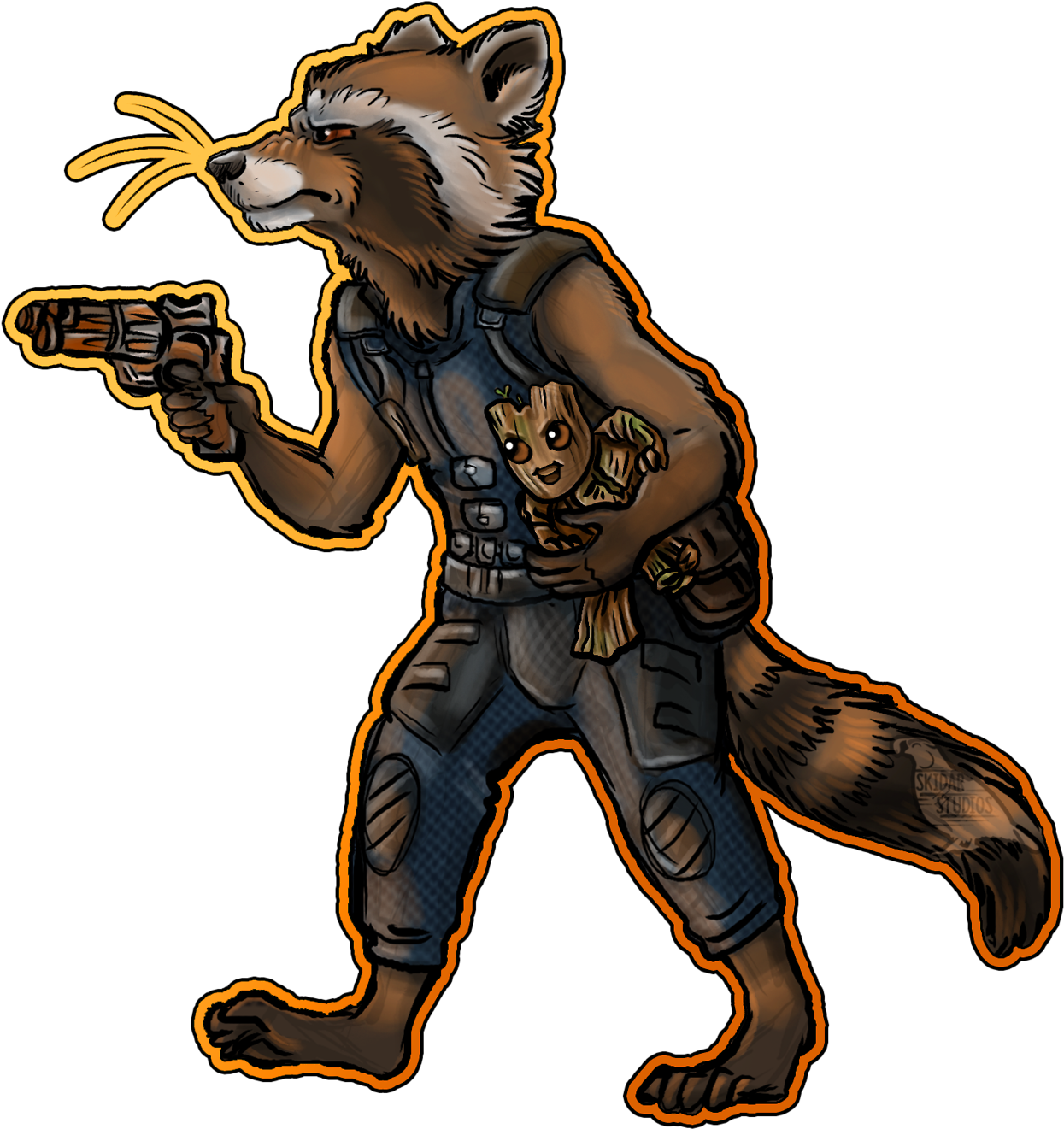 Papa Trash Panda And Baby Twig By Skidar - Illustration (1280x1417)