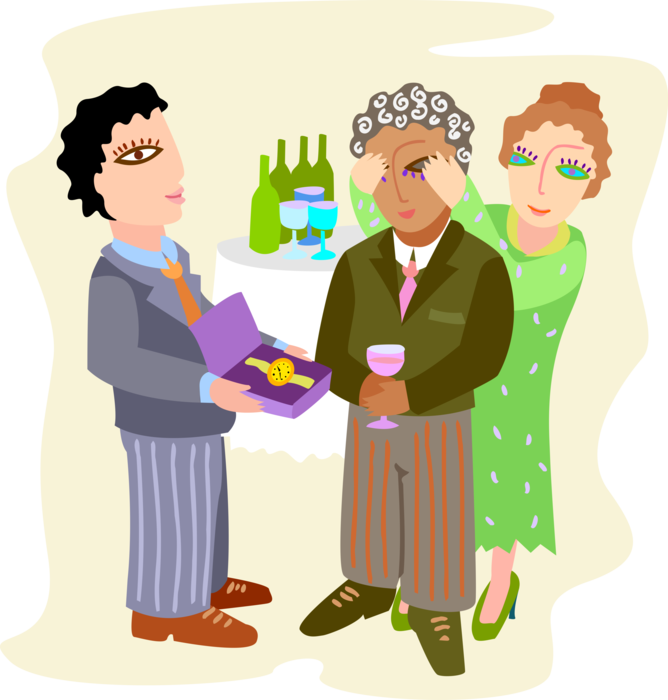 Vector Illustration Of Office Retirement Party With - Awards Clip Art (668x700)