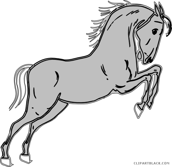 Jumping Horse Animal Free Black White Clipart Images - Horse Clip Art (600x581)