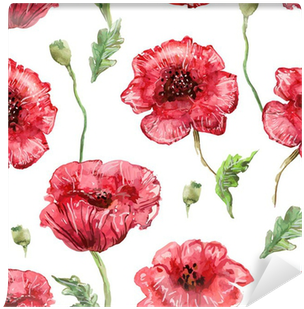Seamless Texture With Watercolor Painting Of Poppies - Watercolor Painting (400x400)