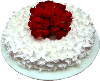 Round Wedding Cake Clipart With Red Roses - Birthday Cake (413x347)