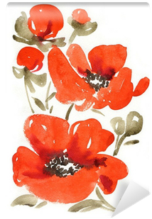 Watercolor Painting Bouquet Of Poppies Wall Mural • - Painting (400x400)
