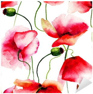 Stylized Poppy Flowers Illustration Sticker • Pixers® - Illustration (400x400)