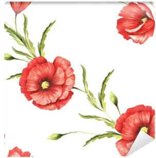 Delicate Seamless Pattern With Poppies - Watercolor Painting (400x400)