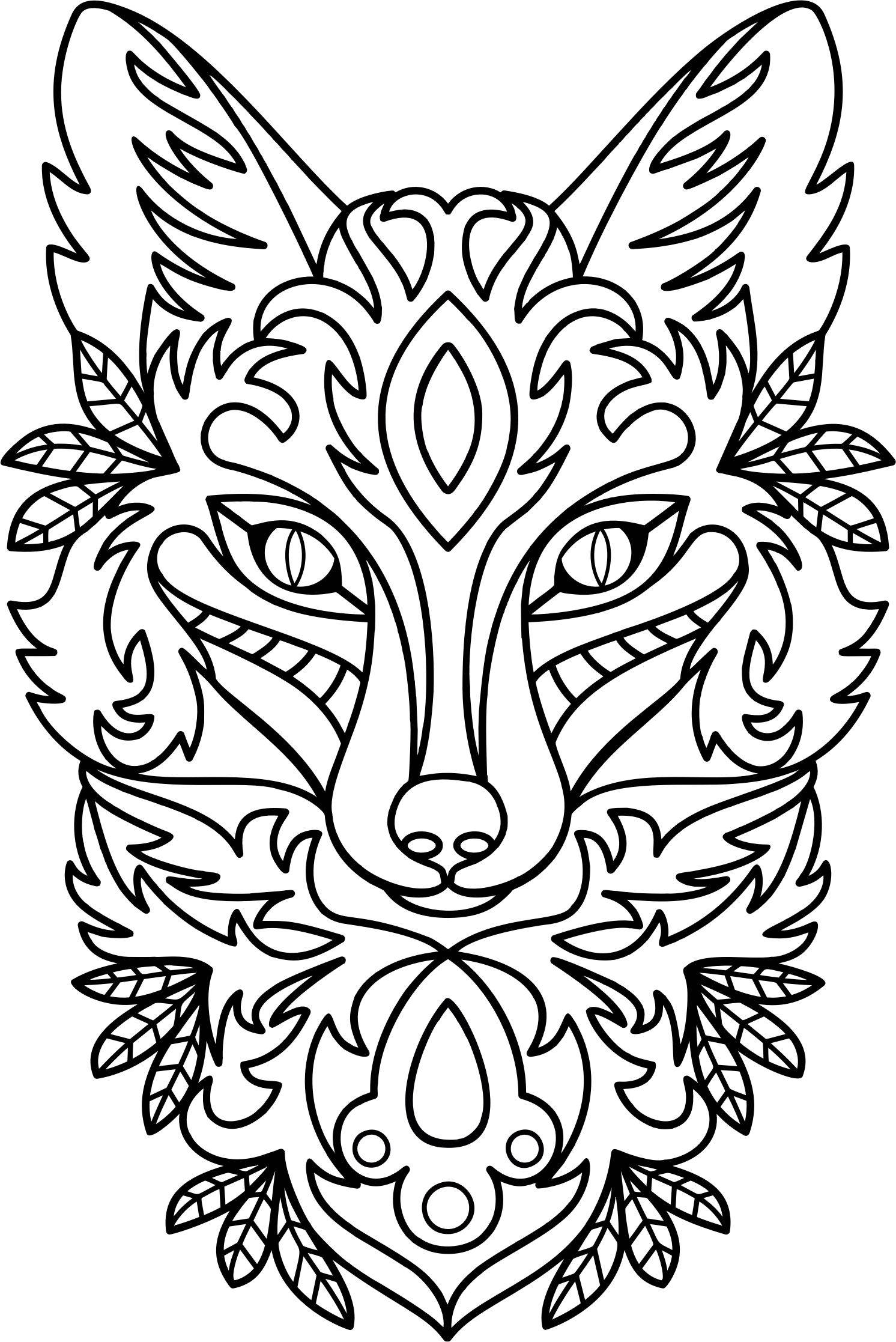 Fox Line Art - Fox Line Art (1492x2234)