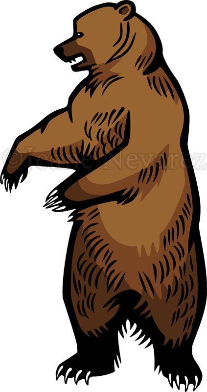 Grizzly - Bear Standing Up Clipart (423x800)