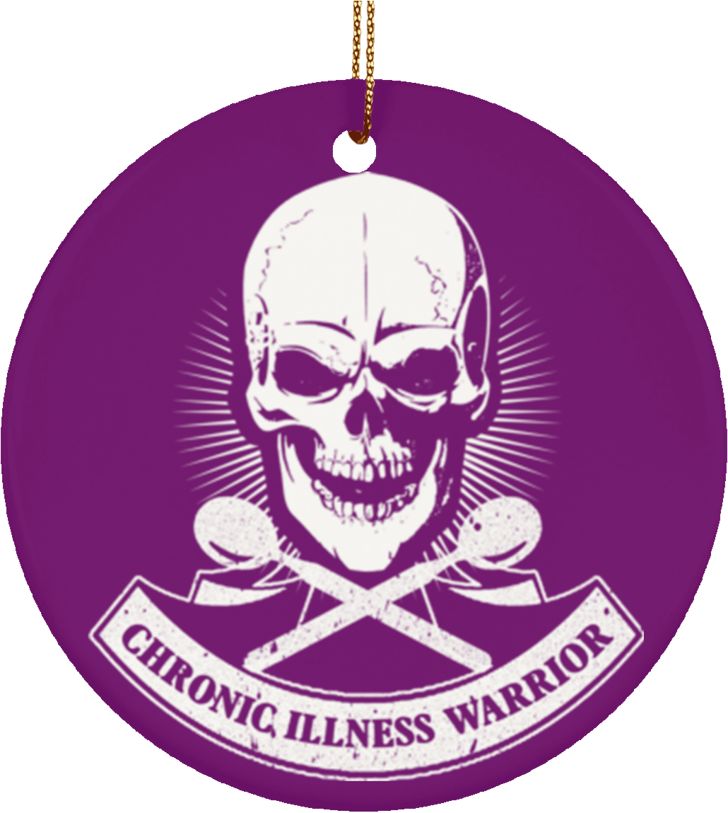Chronic Illness Warrior Skull Ceramic Circle Ornament - Lupus Warrior Skull Unisex Shirt (1155x1155)