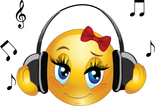 Girl Listening To Music Clipart - Listening To Music Emoji (512x350)