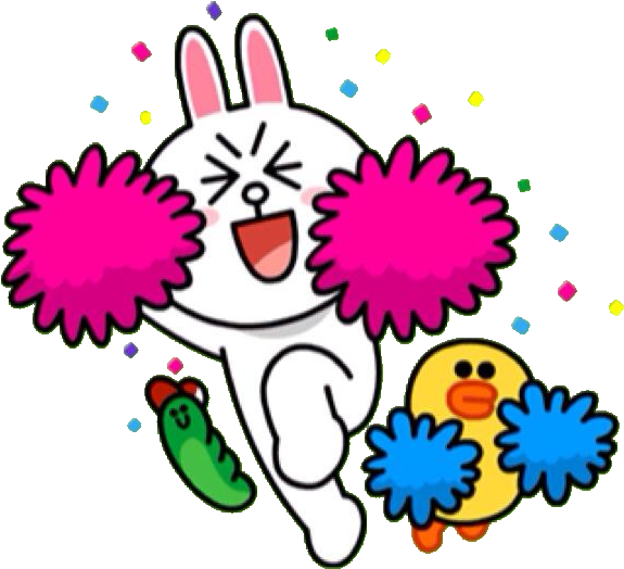 Line Sticker Line Sticker - Cheer Up Brown Cony (640x604)