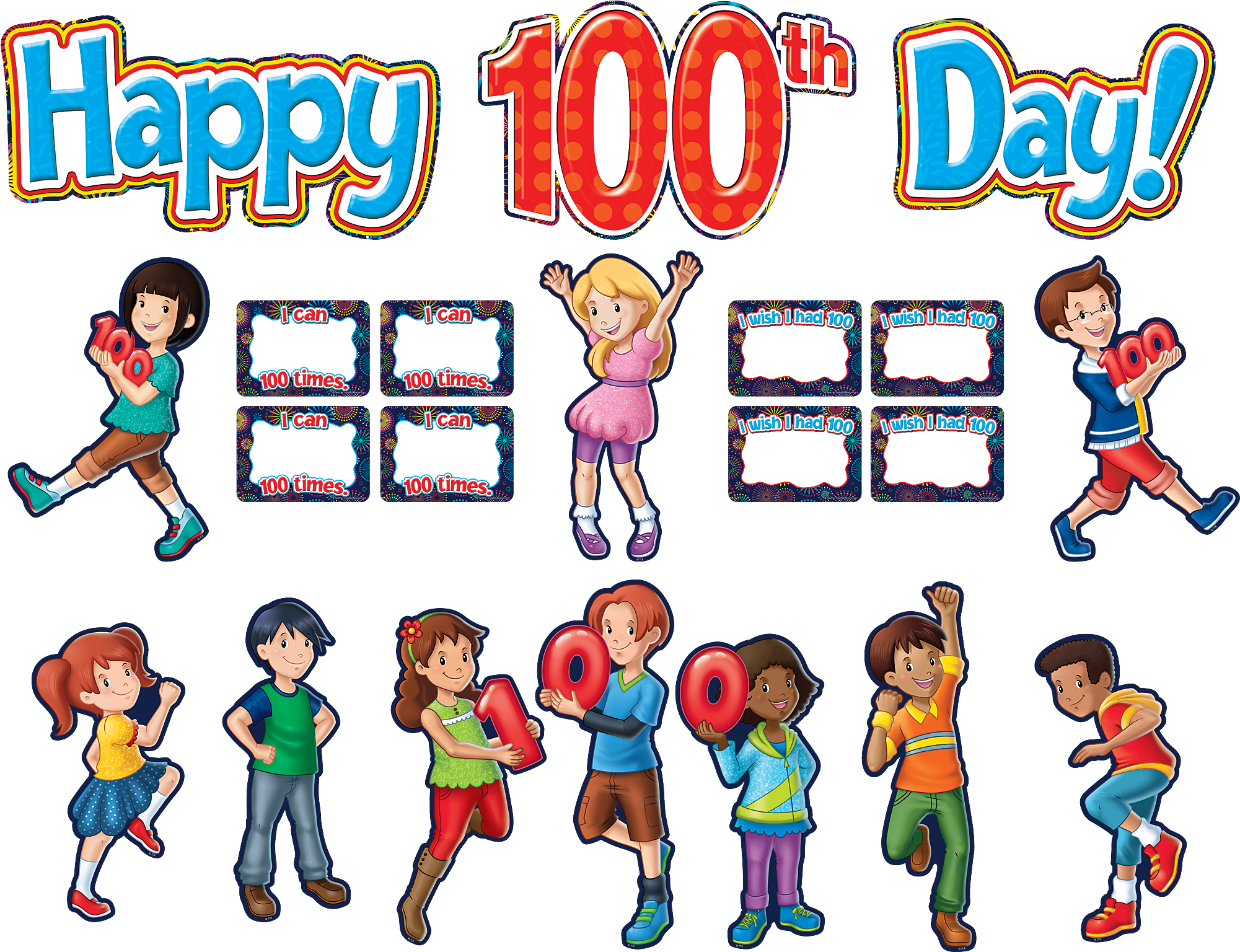 Fireworks Happy 100th Day Bulletin Board Display Set - Fireworks Happy 100th Day Bulletin Board Display Set (2000x2000)