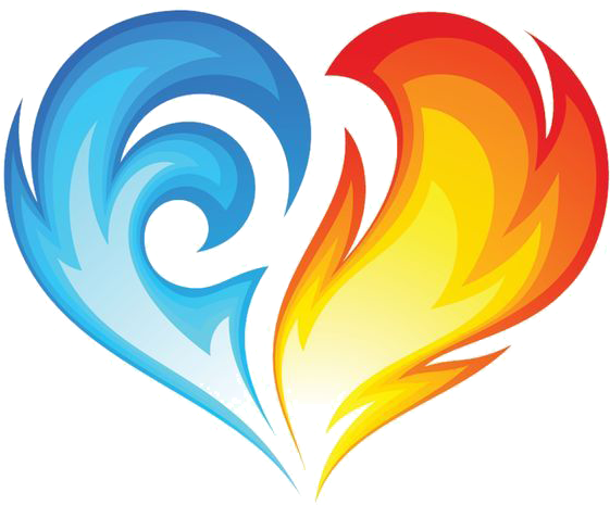 Fire Heart Clip Art - Fire And Ice Heart (564x564)
